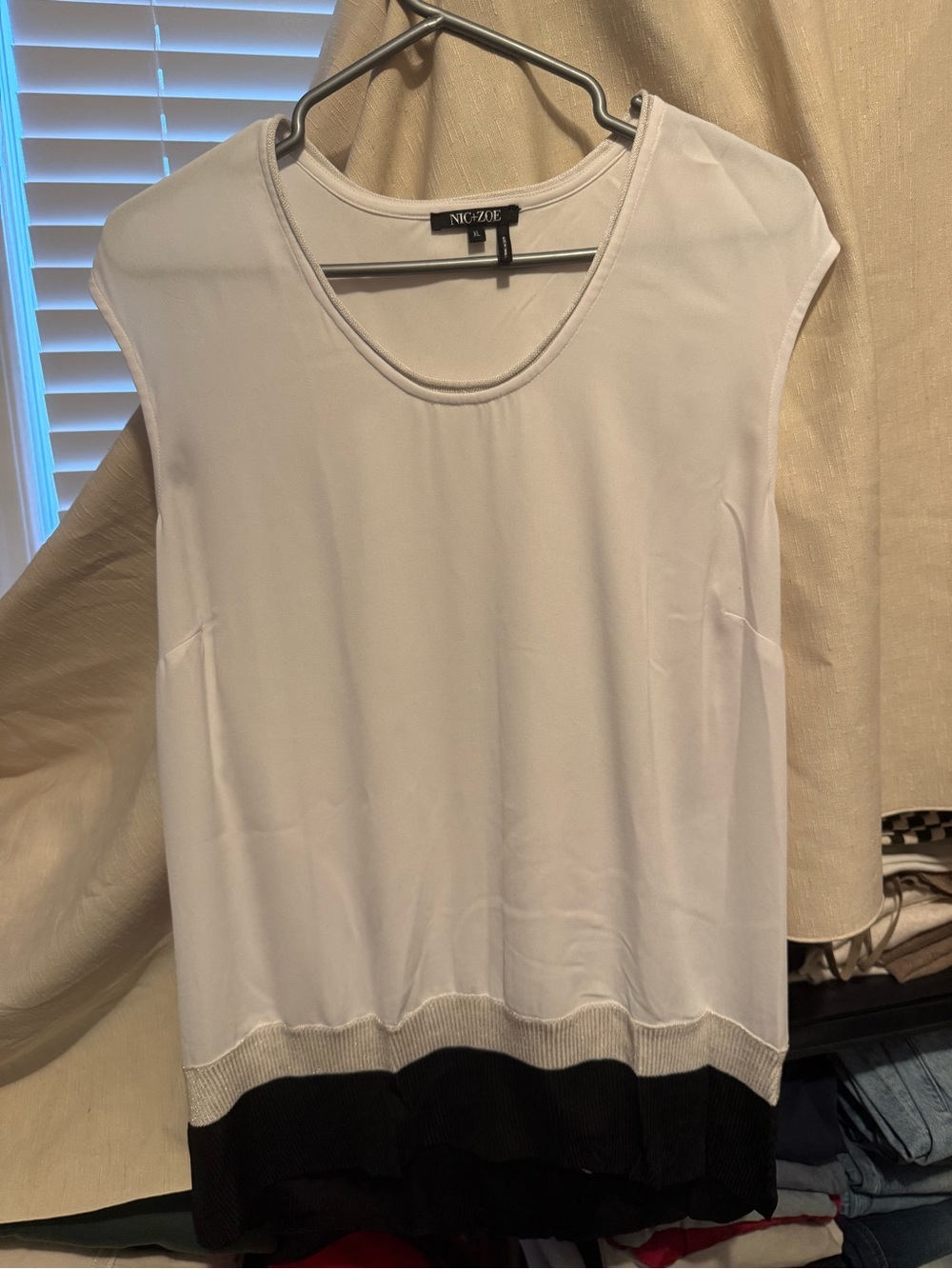 NIC+ZOE White Tank with Black Hem